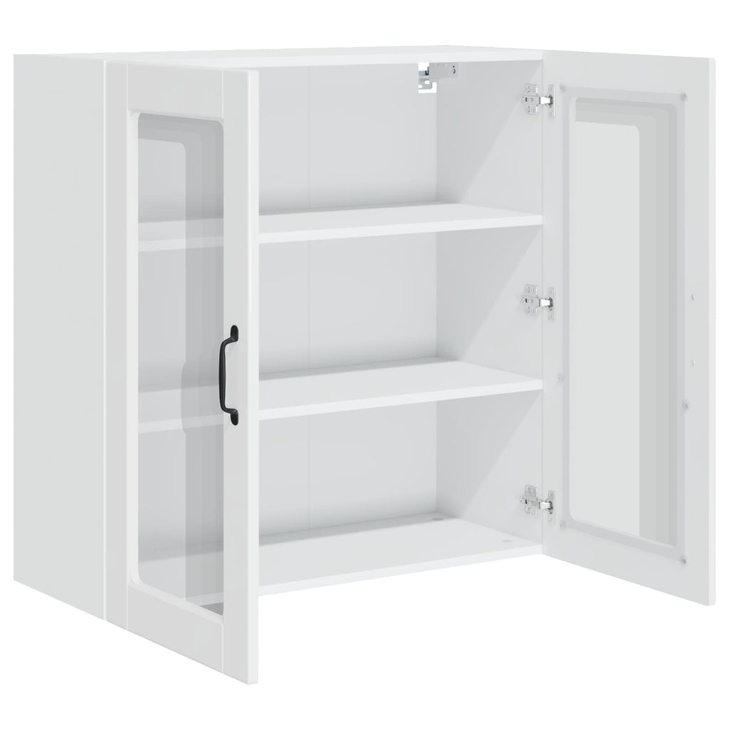 Wandglas-Schrank PORTO Hochglanz Weiß 80 x 31 x 80 cm