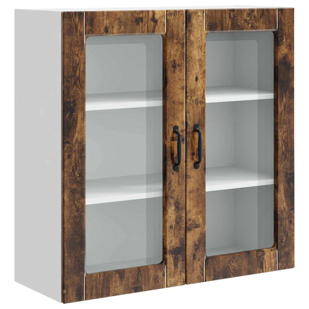 Wandglas-Schrank PORTO Geräucherte Eiche 80 x 31 x 80 cm