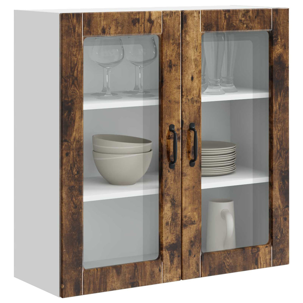 Wandglas-Schrank PORTO Geräucherte Eiche 80 x 31 x 80 cm