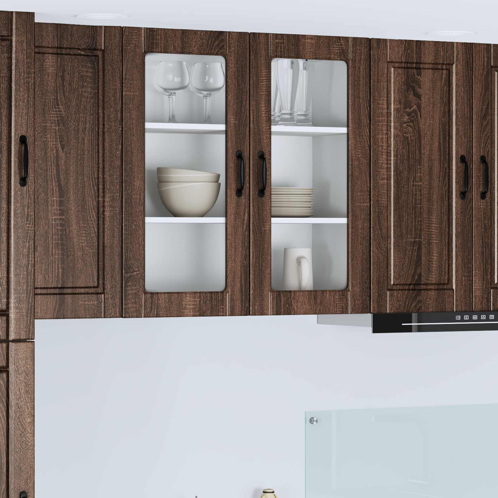 Wandglas-Schrank PORTO Braun Eichen-Optik 80 x 31 x 80 cm