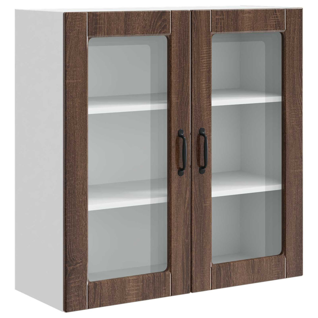 Wandglas-Schrank PORTO Braun Eichen-Optik 80 x 31 x 80 cm
