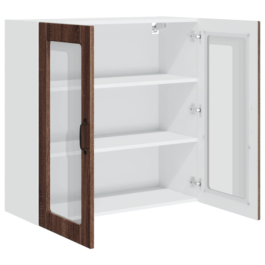 Wandglas-Schrank PORTO Braun Eichen-Optik 80 x 31 x 80 cm