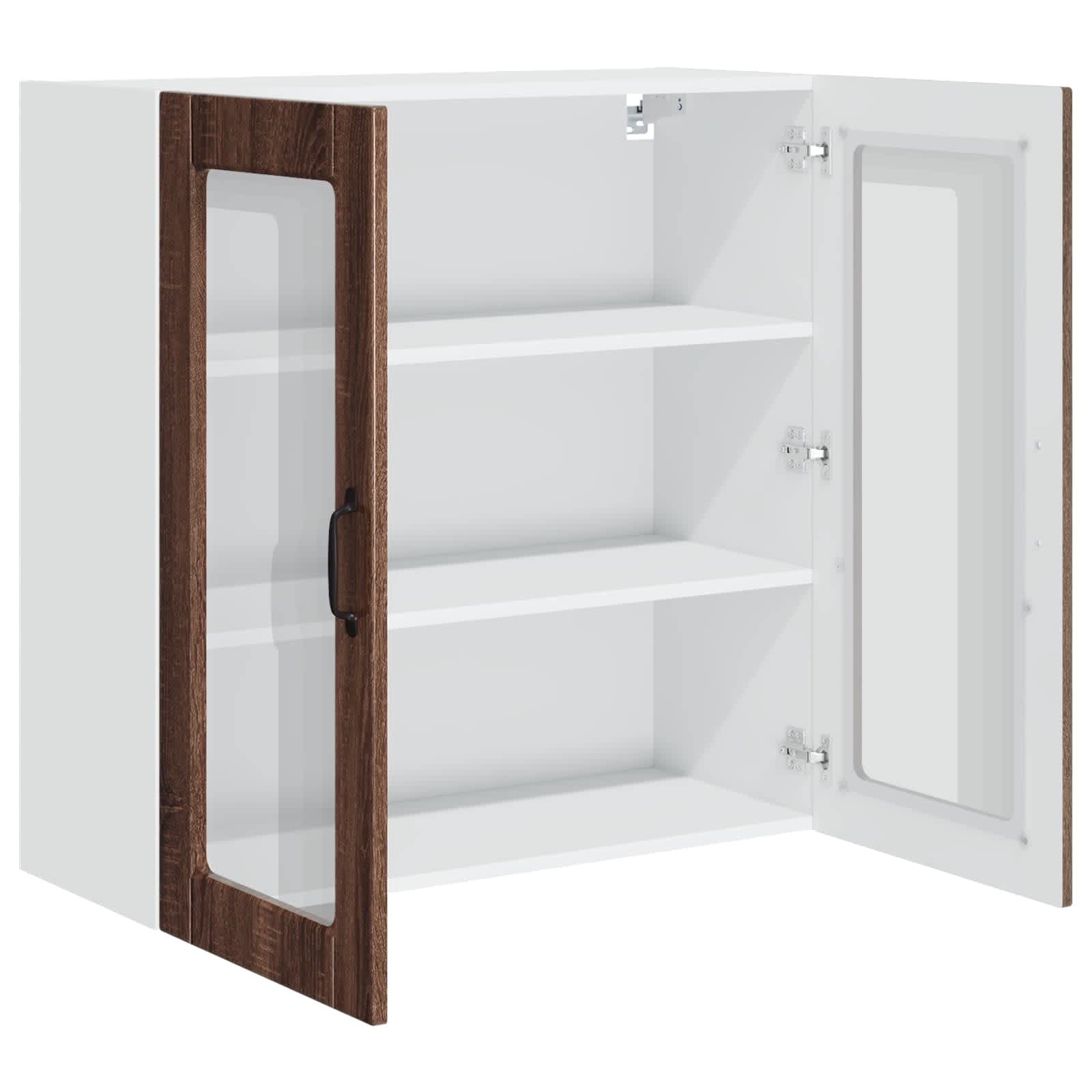 Wandglas-Schrank PORTO Braun Eichen-Optik 80 x 31 x 80 cm
