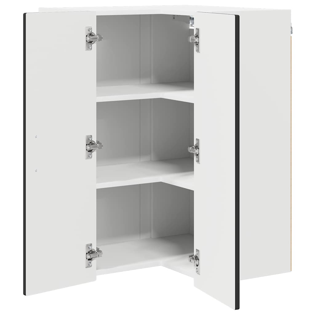 Wand-Eckschrank PORTO Schwarz 57 x 57 x 80 cm Holzwerkstoff