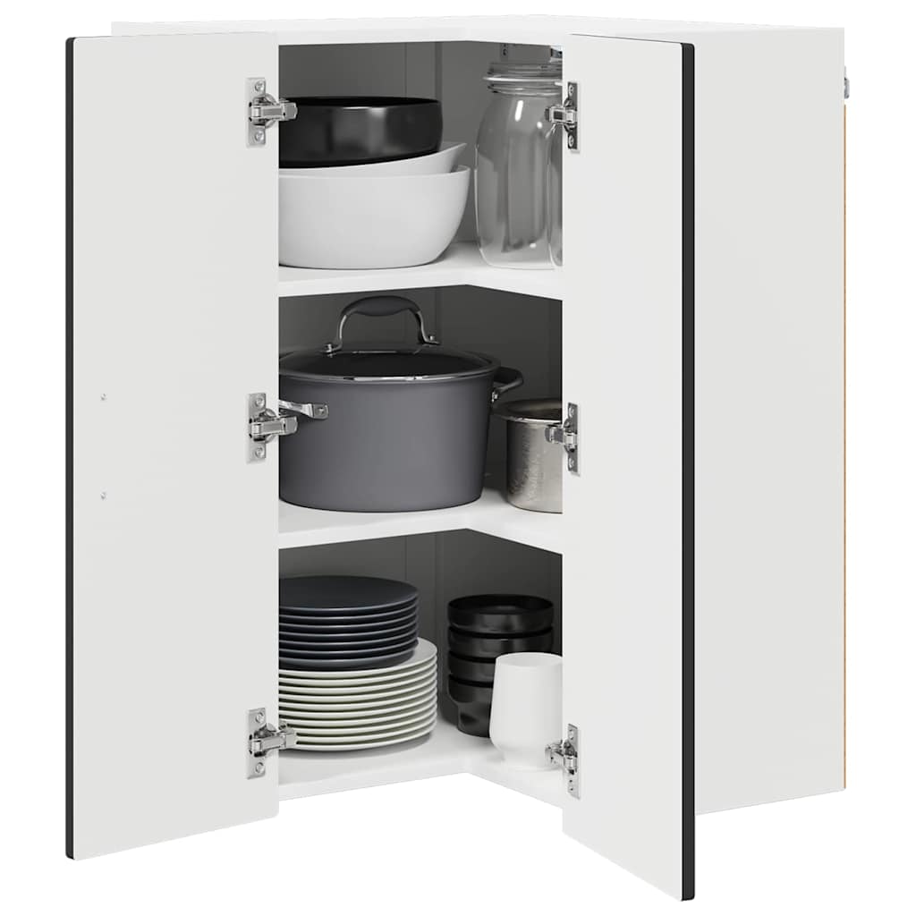 Wand-Eckschrank PORTO Schwarz 57 x 57 x 80 cm Holzwerkstoff