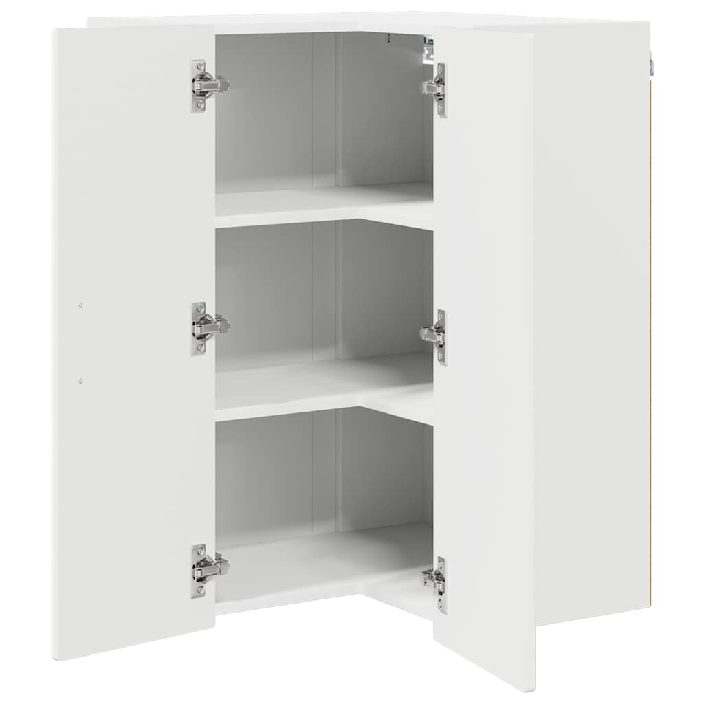 Wand-Eckschrank PORTO Hochglanz Weiß 57 x 57 x 80 cm