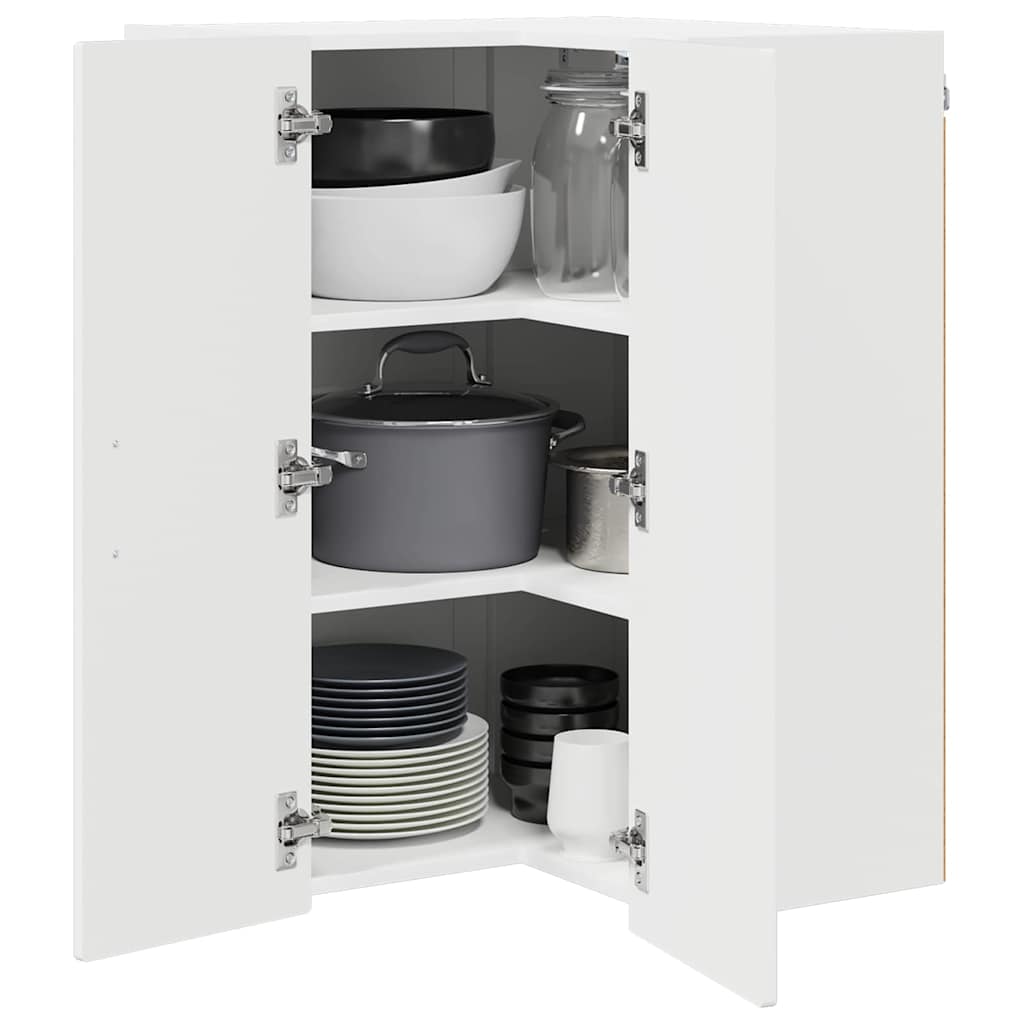 Wand-Eckschrank PORTO Hochglanz Weiß 57 x 57 x 80 cm