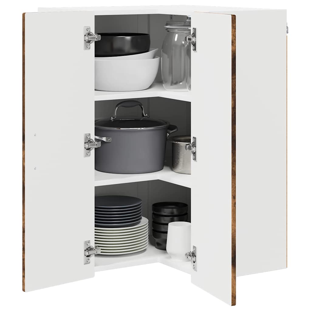 Wand-Eckschrank PORTO Geräucherte Eiche 57 x 57 x 80 cm