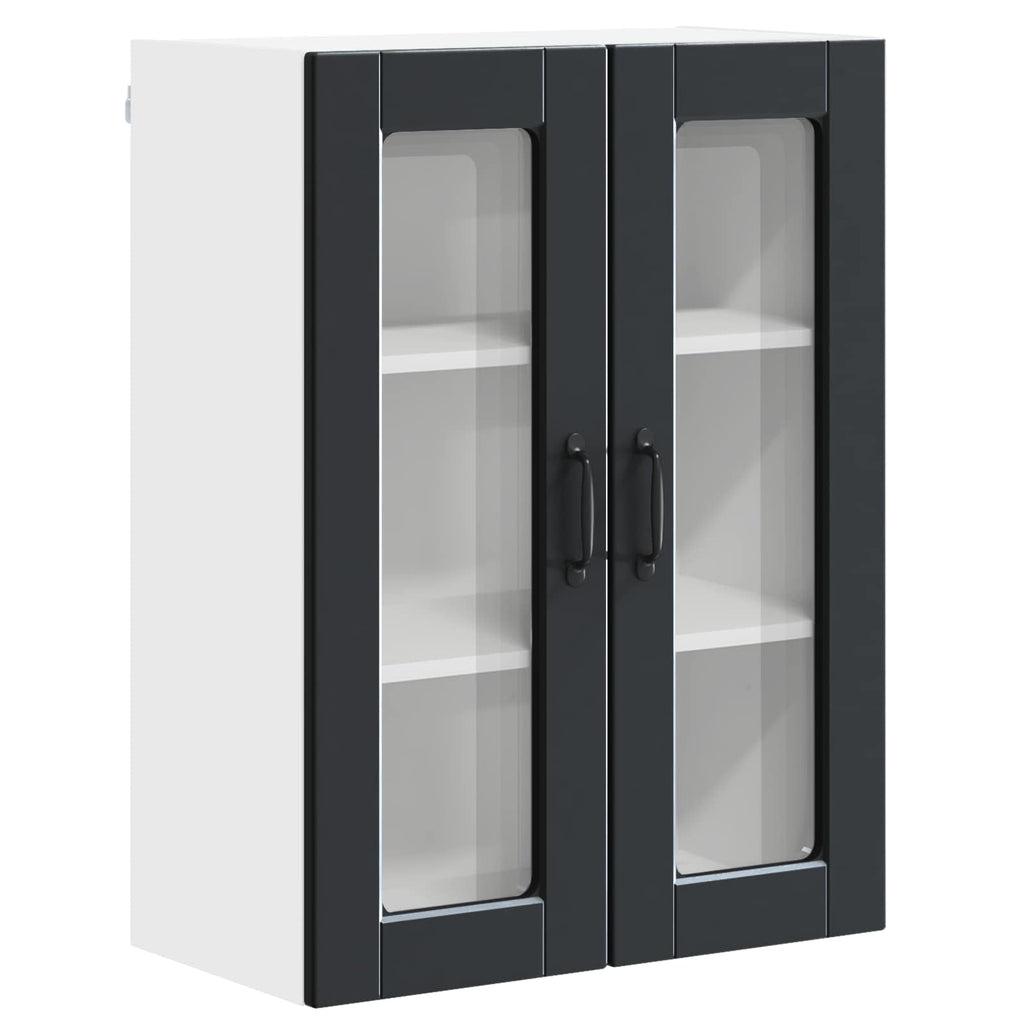 Wandglas-Schrank PORTO Schwarz 60 x 31 x 80 cm Holzwerkstoff