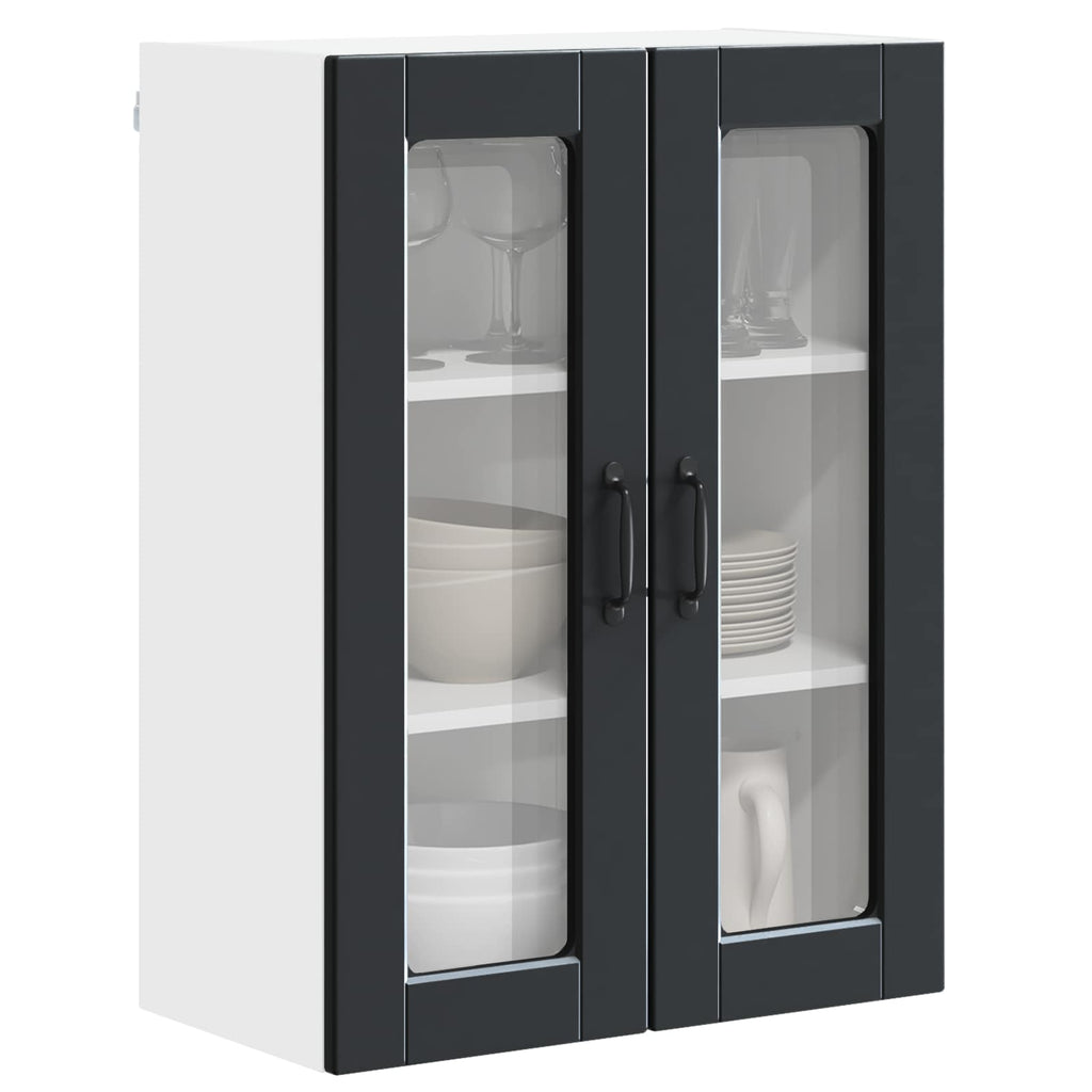 Wandglas-Schrank PORTO Schwarz 60 x 31 x 80 cm Holzwerkstoff