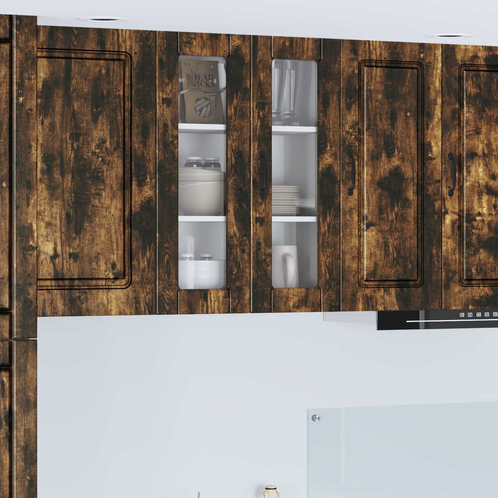 Wandglas-Schrank PORTO Geräucherte Eiche 60 x 31 x 80 cm