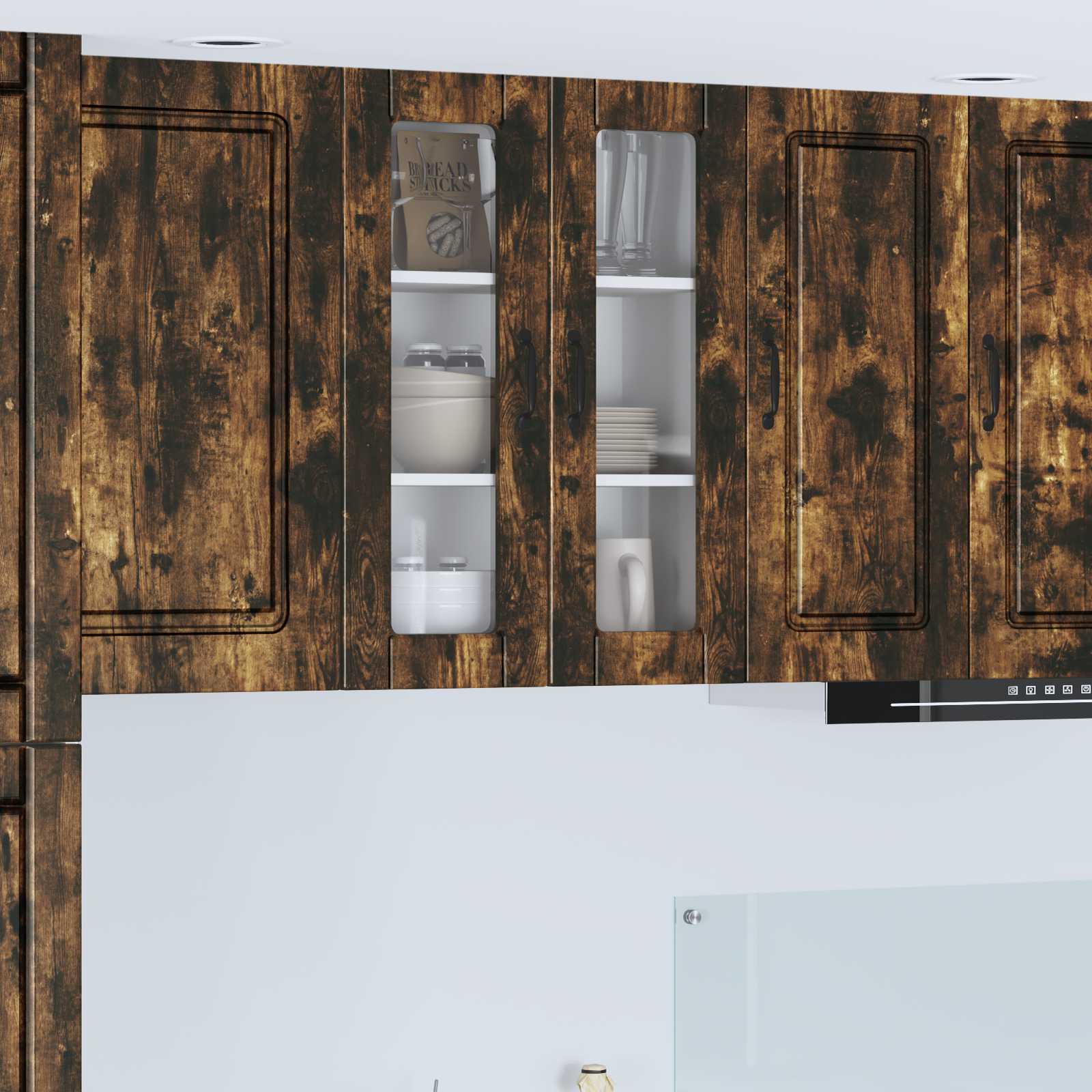 Wandglas-Schrank PORTO Geräucherte Eiche 60 x 31 x 80 cm