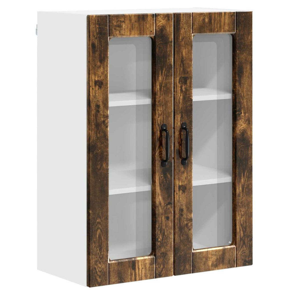 Wandglas-Schrank PORTO Geräucherte Eiche 60 x 31 x 80 cm