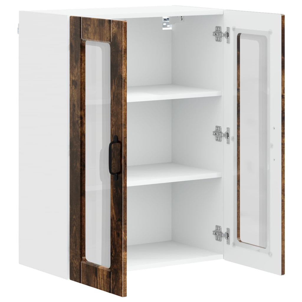 Wandglas-Schrank PORTO Geräucherte Eiche 60 x 31 x 80 cm