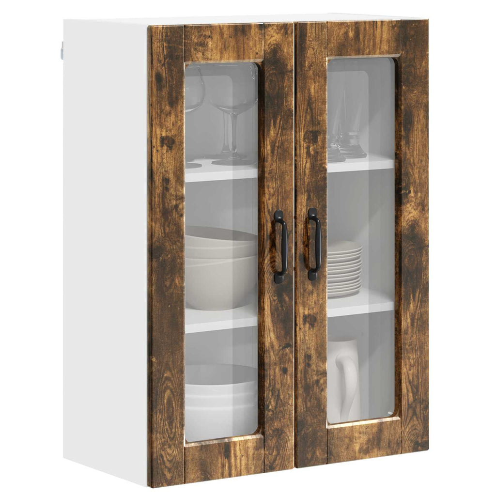 Wandglas-Schrank PORTO Geräucherte Eiche 60 x 31 x 80 cm