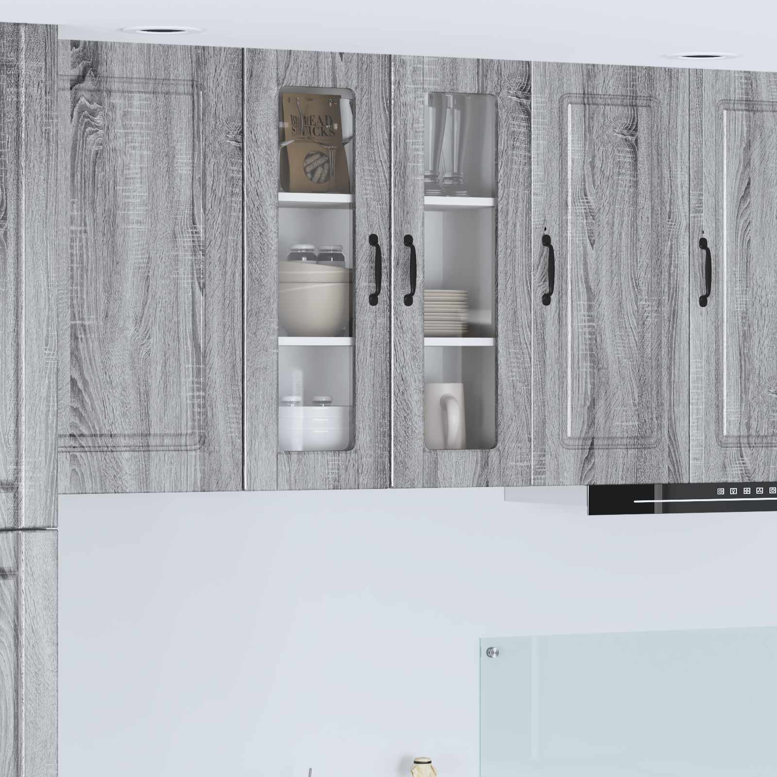 Wandglas-Schrank PORTO Graues Sonoma 60 x 31 x 80 cm