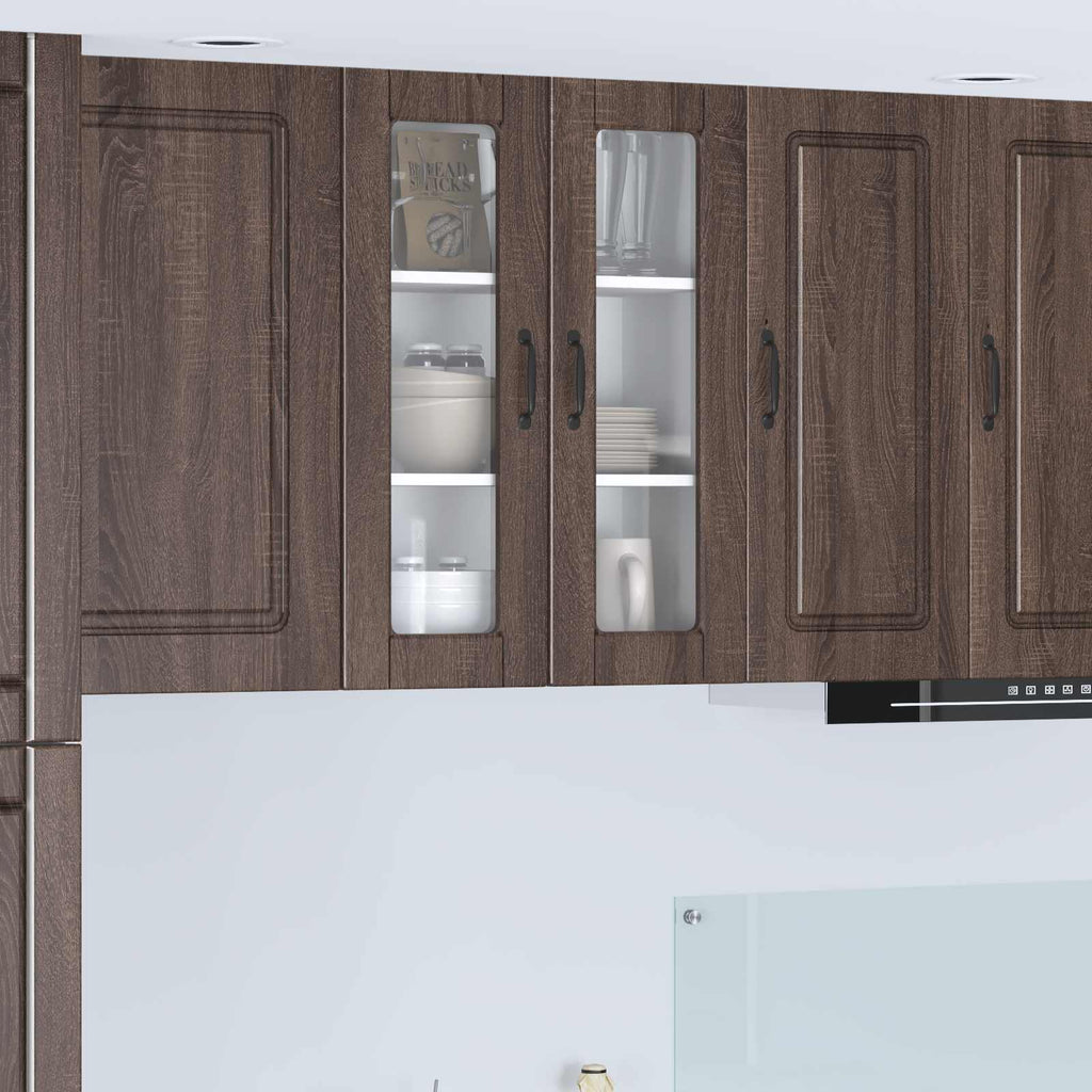 Wandglas-Schrank PORTO Braun Eichen-Optik 60 x 31 x 80 cm