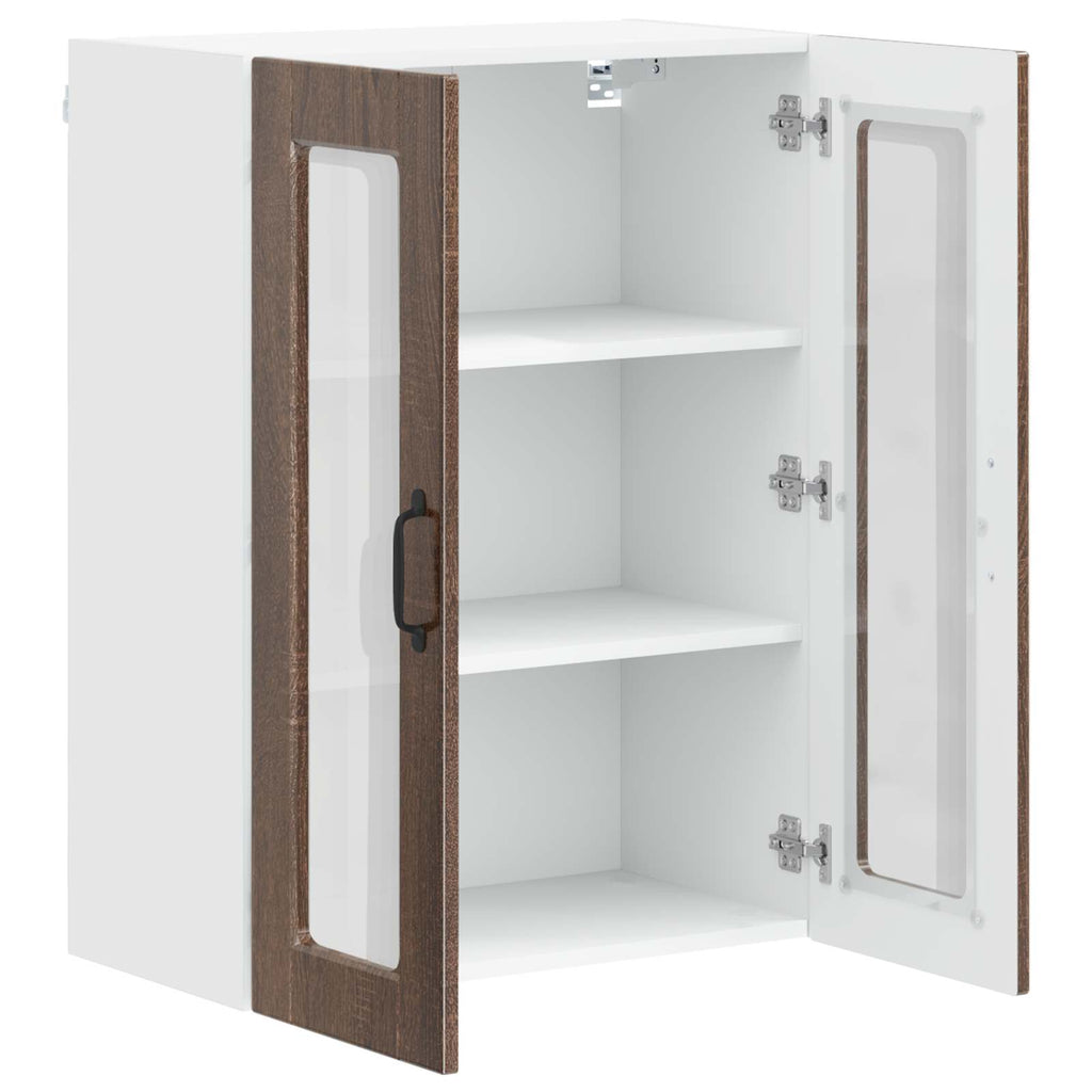 Wandglas-Schrank PORTO Braun Eichen-Optik 60 x 31 x 80 cm
