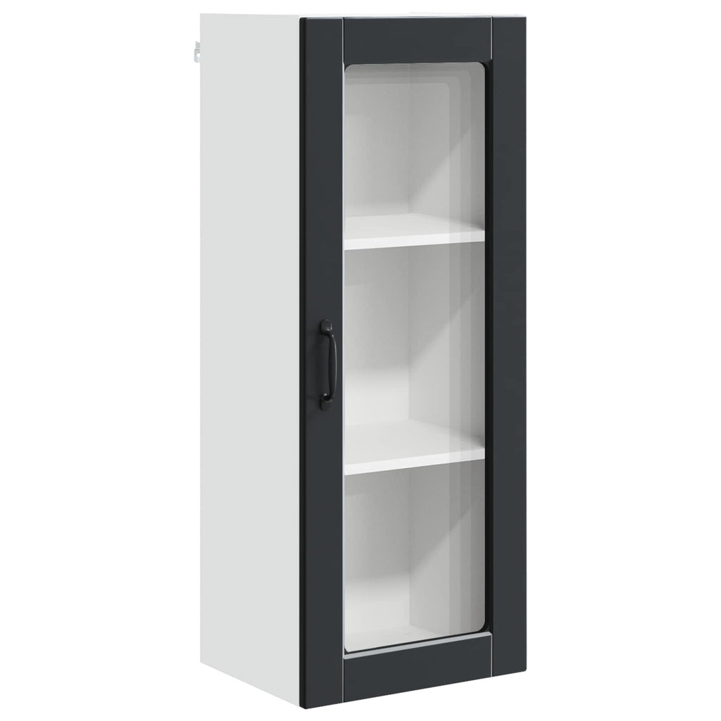 Wandglas-Schrank PORTO Schwarz 40 x 31 x 100 cm Holzwerkstoff