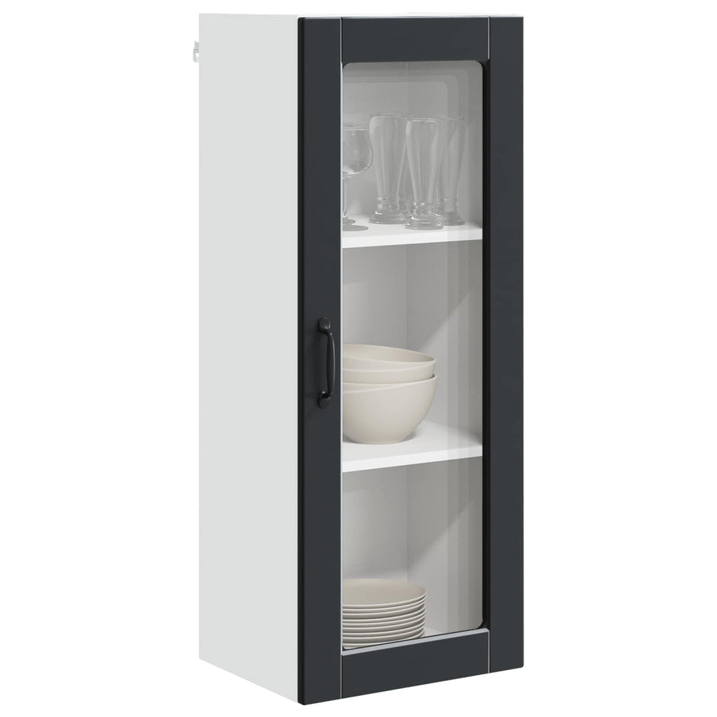 Wandglas-Schrank PORTO Schwarz 40 x 31 x 100 cm Holzwerkstoff