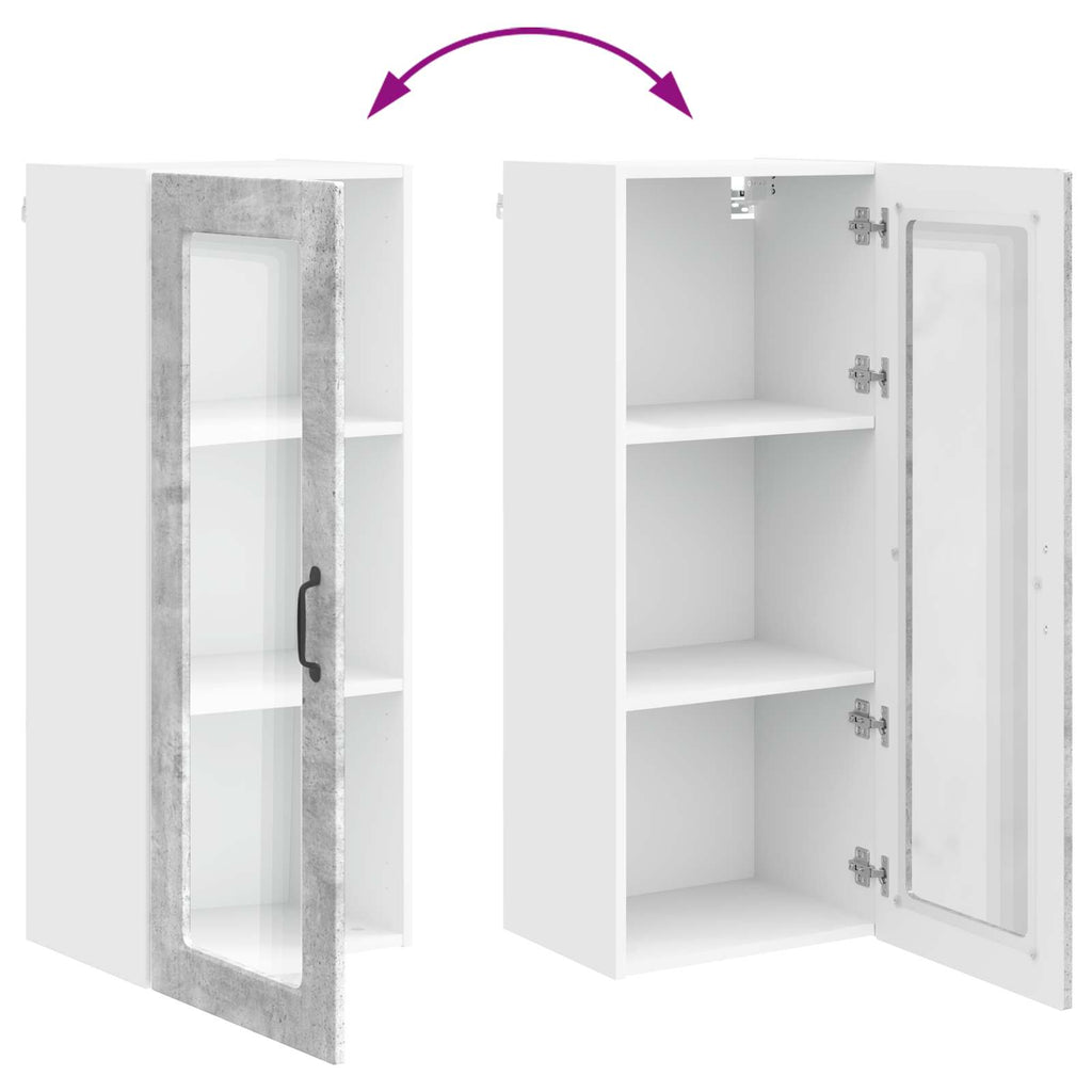 Wandglas-Schrank PORTO Beton Grau 40 x 31 x 100 cm