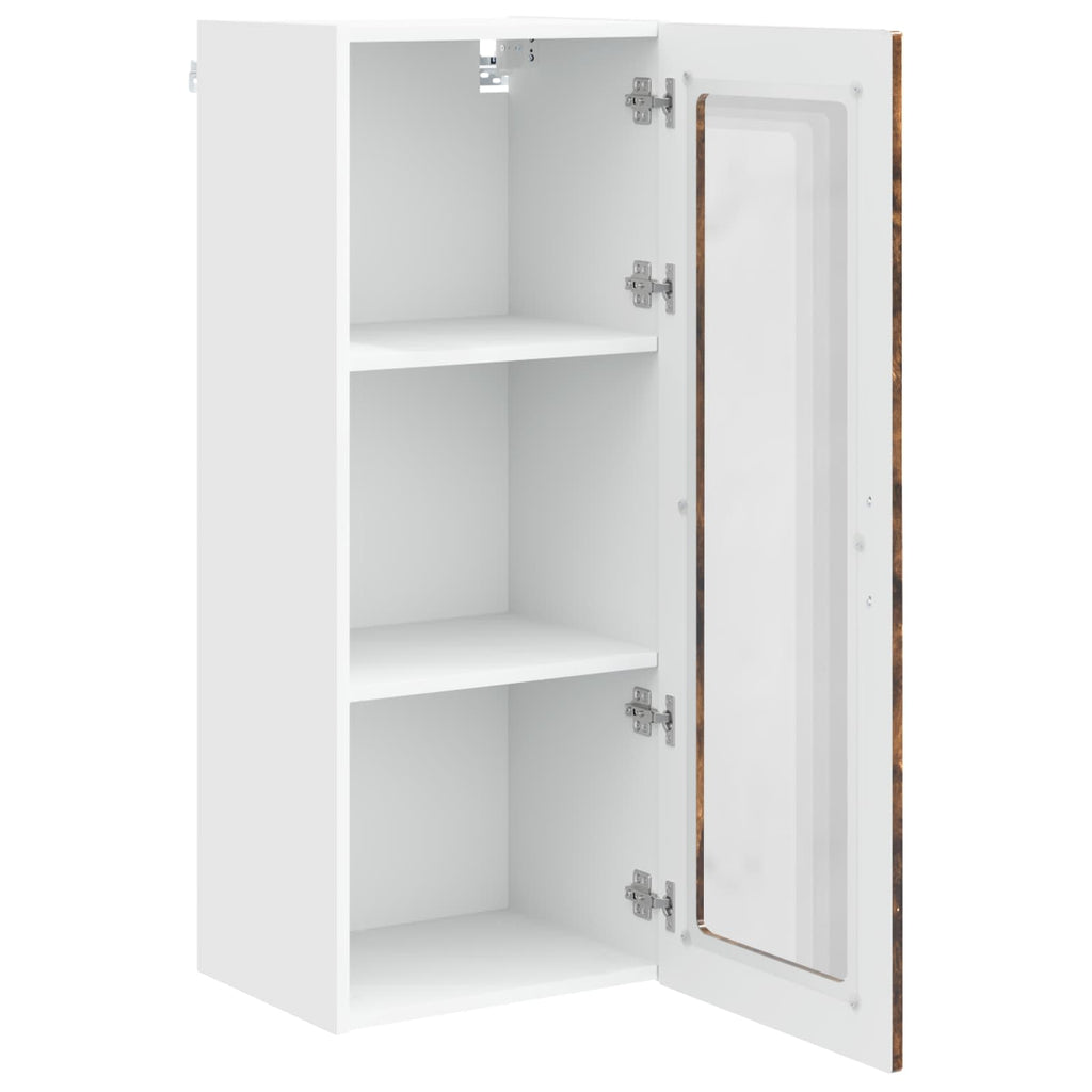 Wandglas-Schrank PORTO Geräucherte Eiche 40 x 31 x 100 cm