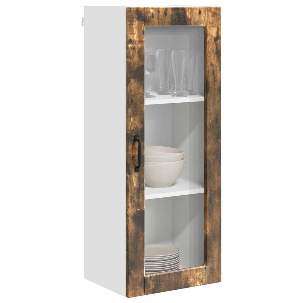 Wandglas-Schrank PORTO Geräucherte Eiche 40 x 31 x 100 cm