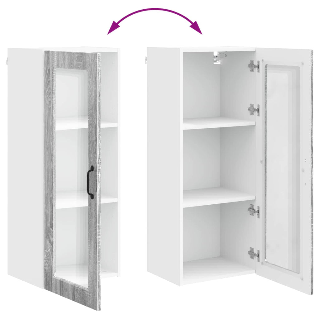 Wandglas-Schrank PORTO Graues Sonoma 40 x 31 x 100 cm