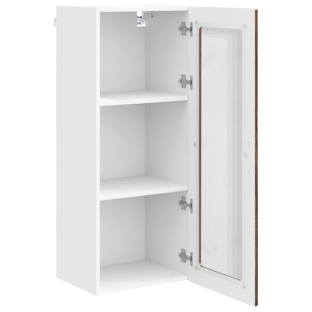Wandglas-Schrank PORTO Braun Eichen-Optik 40 x 31 x 100 cm