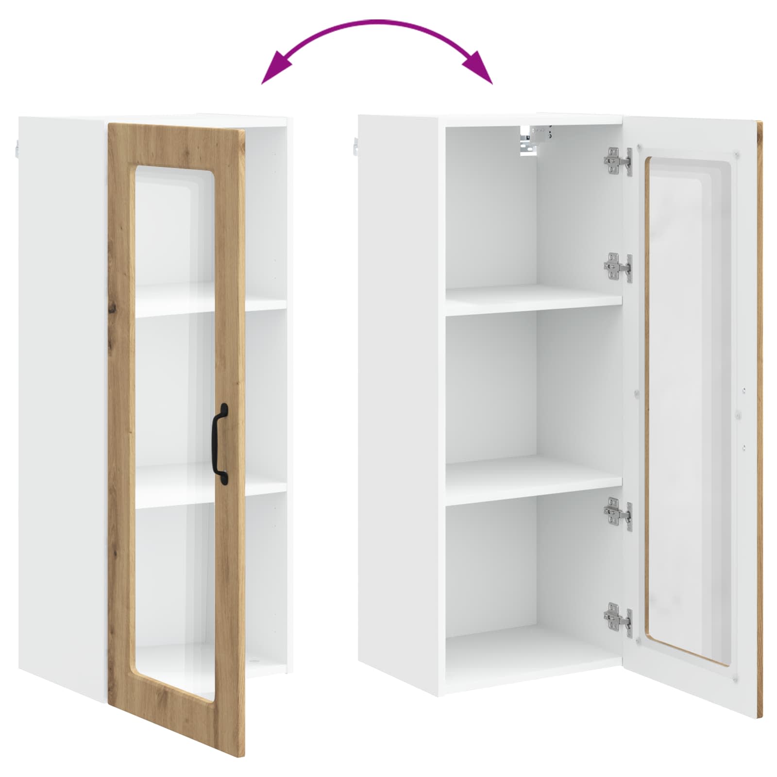 Wandglas-Schrank PORTO Artisan-Eiche 40 x 31 x 100 cm