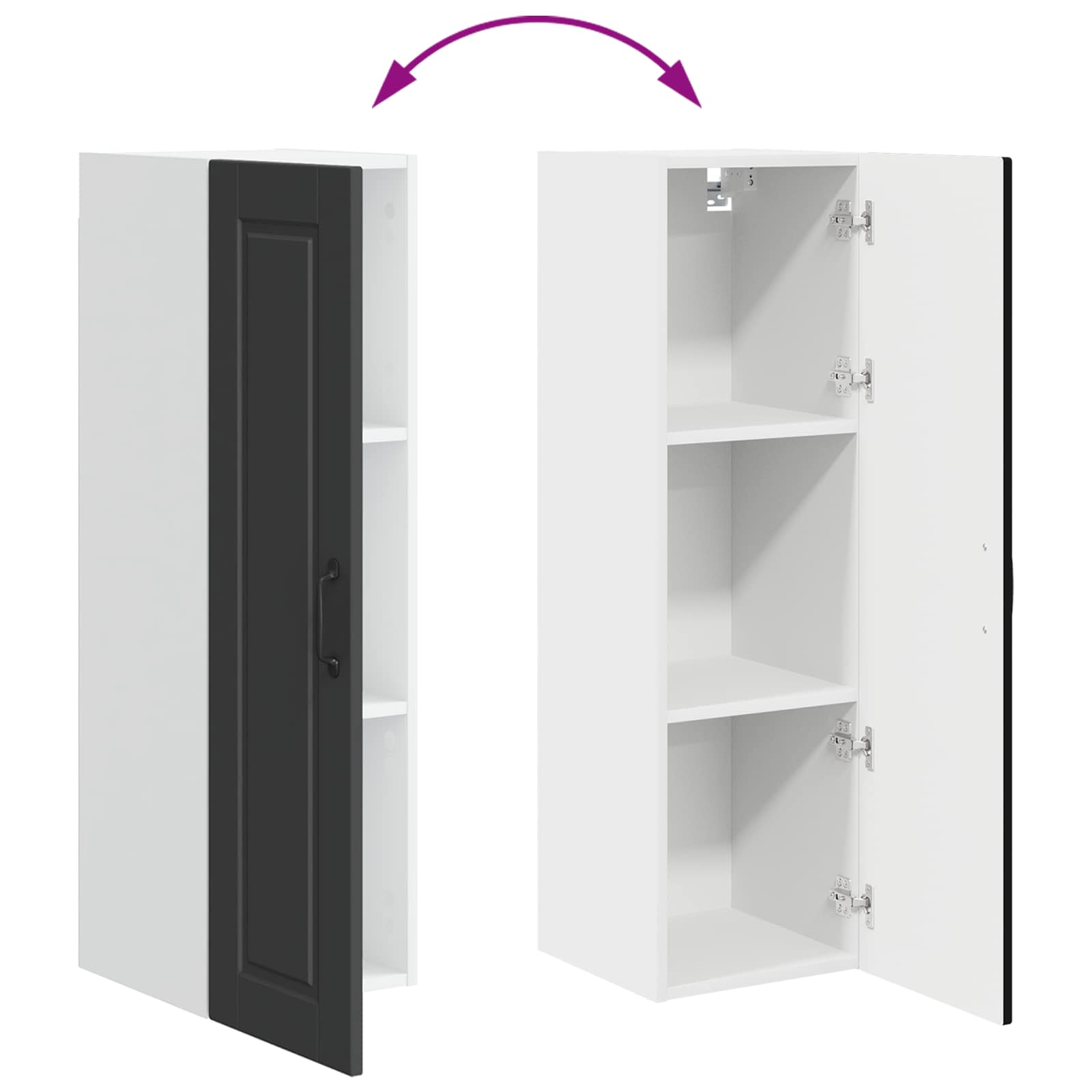 Wandschrank PORTO Schwarz 30 x 31 x 100 cm Holzwerkstoff