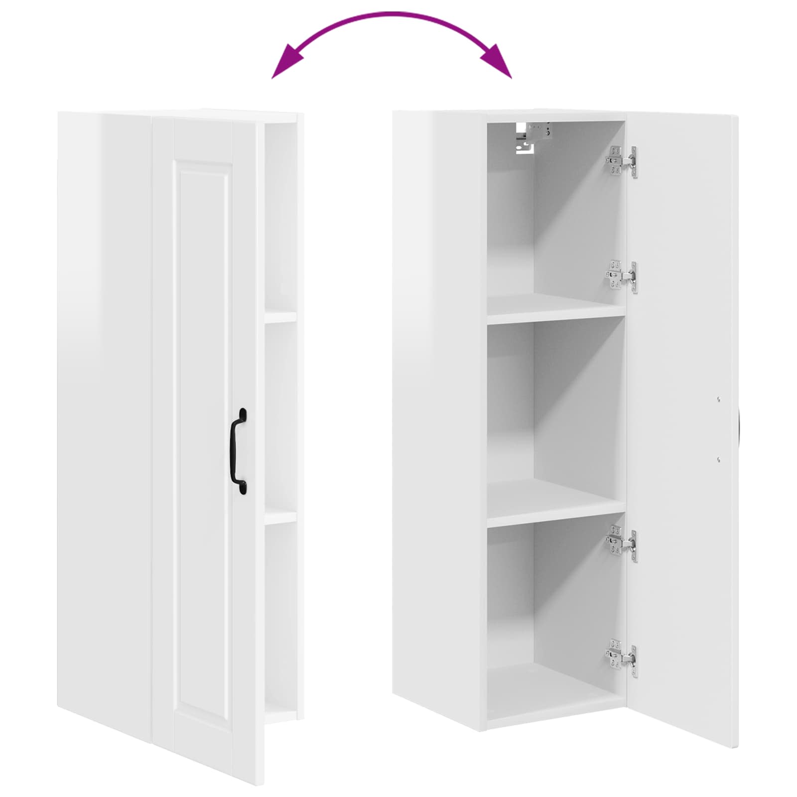 Wandschrank PORTO Hochglanz Weiß 30 x 31 x 100 cm Holzwerkstoff