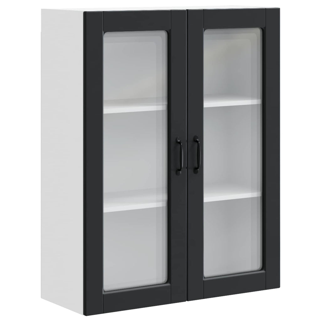 Wandglas-Schrank PORTO Schwarz 80 x 31 x 100 cm Holzwerkstoff