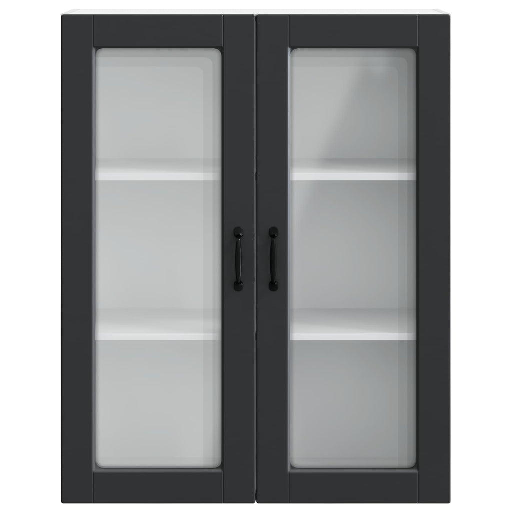 Wandglas-Schrank PORTO Schwarz 80 x 31 x 100 cm Holzwerkstoff
