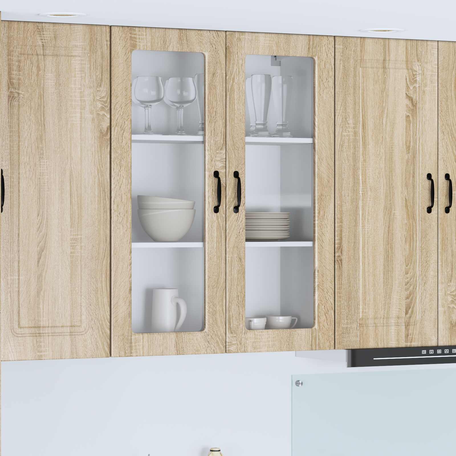 Wandglas-Schrank PORTO Sonoma-Eiche 80 x 31 x 100 cm