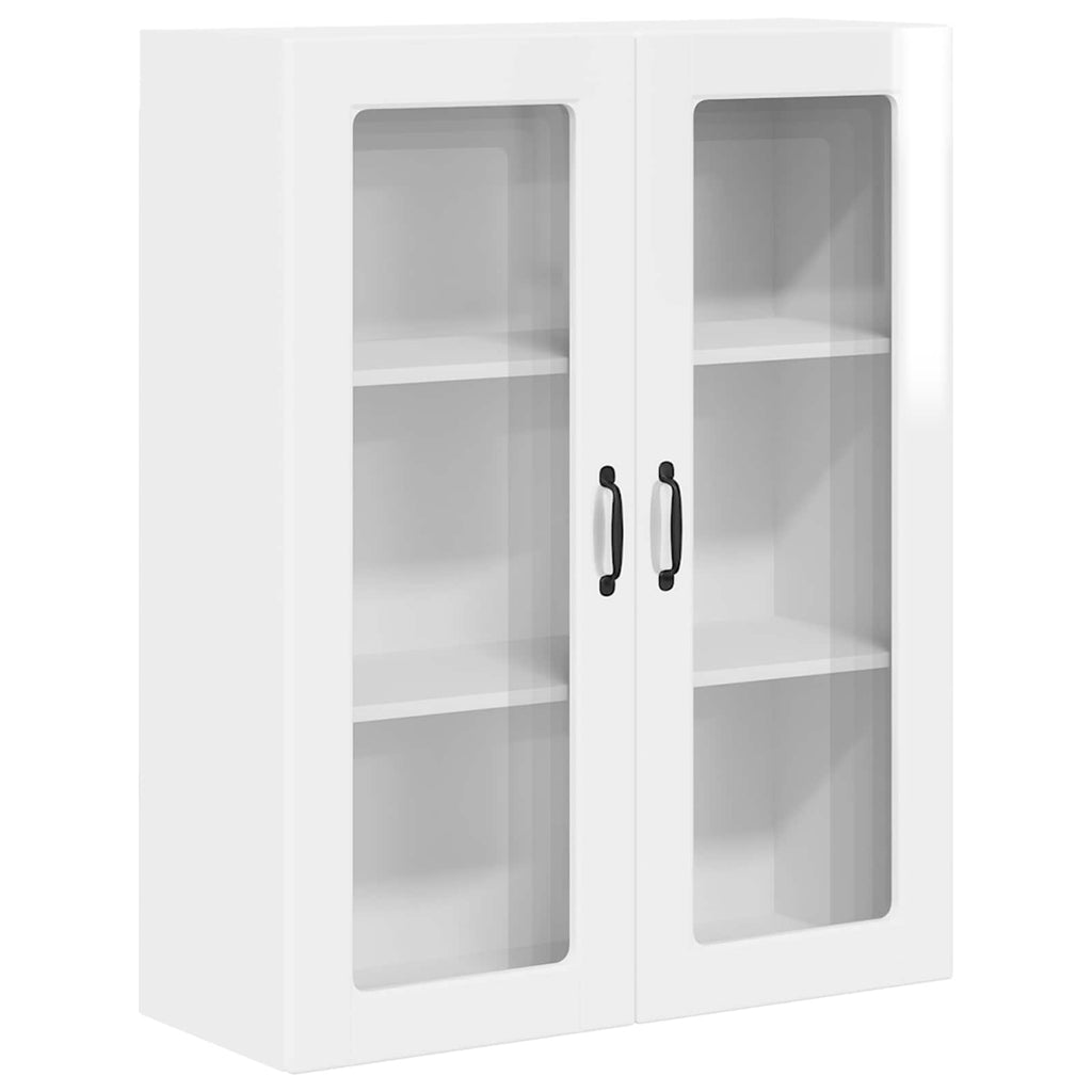 Wandglas-Schrank PORTO Hochglanz Weiß 80 x 31 x 100 cm