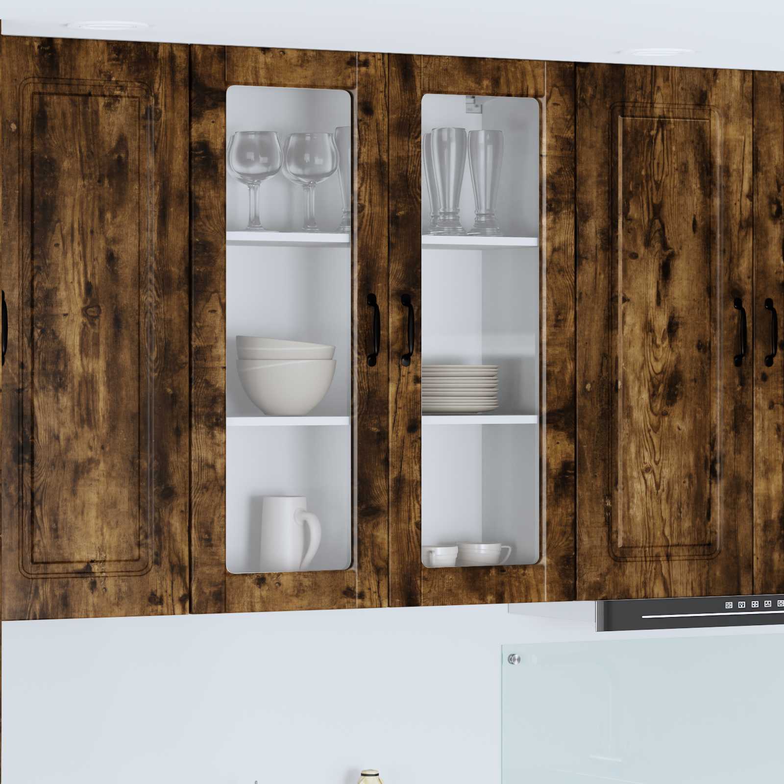Wandglas-Schrank PORTO Geräucherte Eiche 80 x 31 x 100 cm