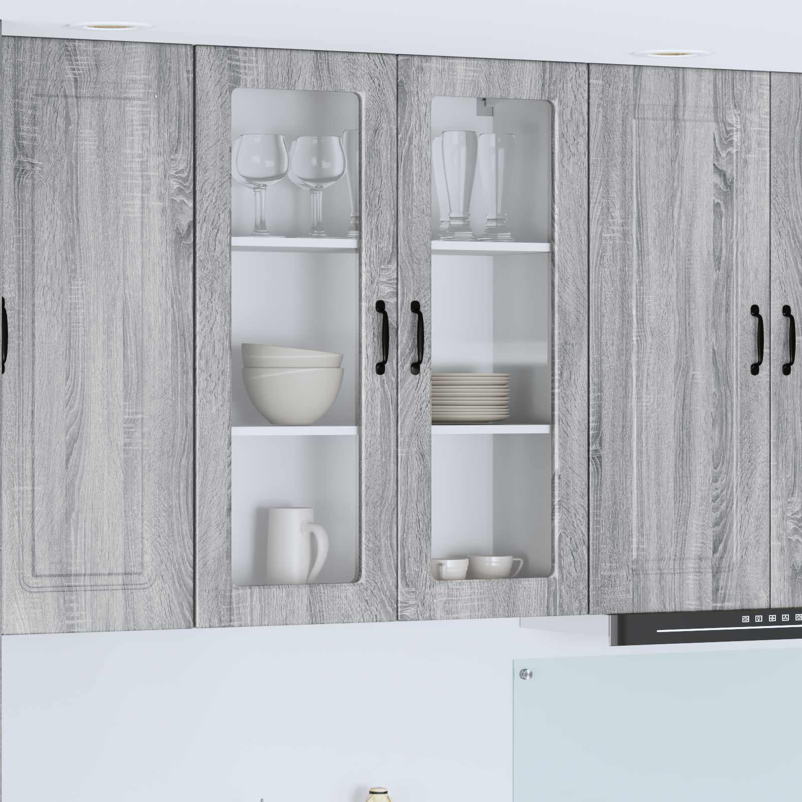 Wandglas-Schrank PORTO Graues Sonoma 80 x 31 x 100 cm