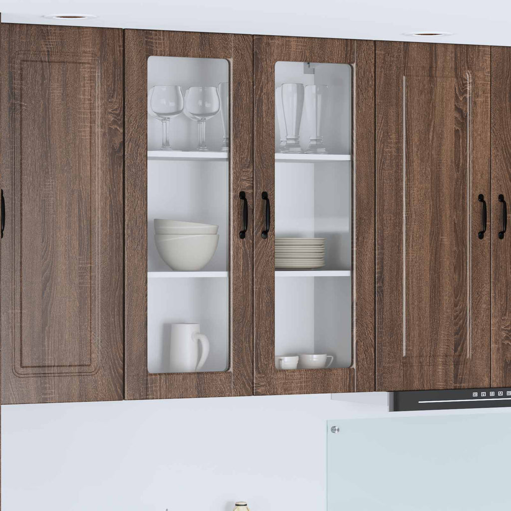 Wandglas-Schrank PORTO Braun Eichen-Optik 80 x 31 x 100 cm