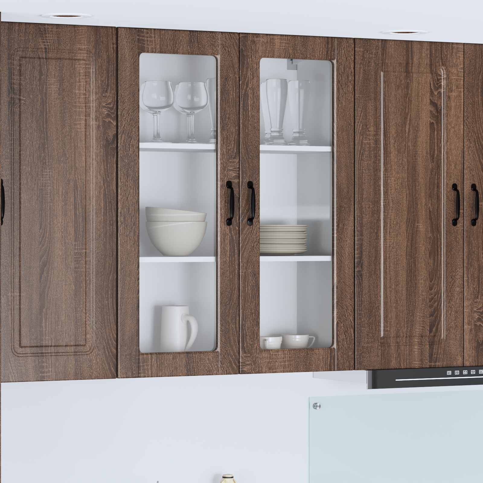 Wandglas-Schrank PORTO Braun Eichen-Optik 80 x 31 x 100 cm