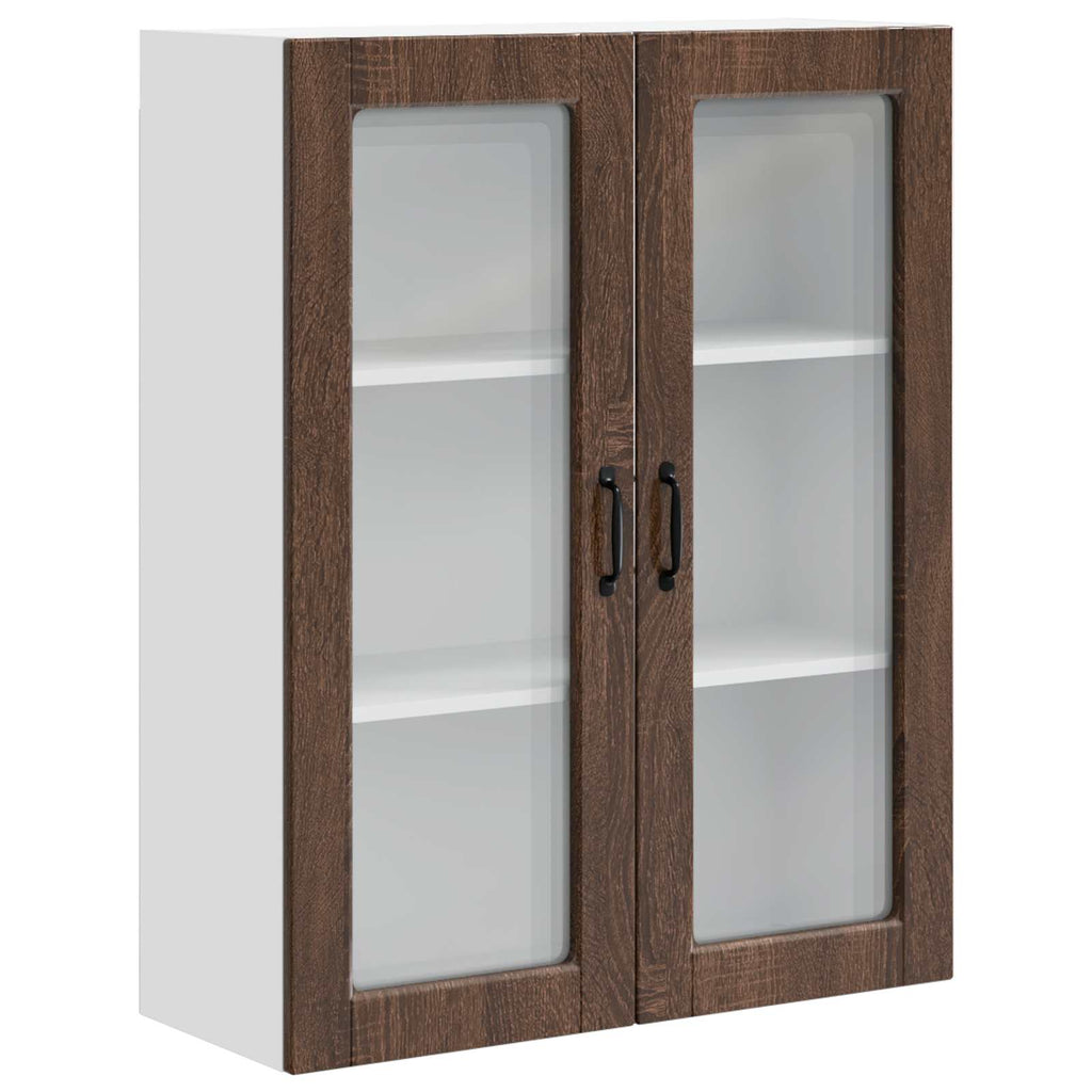 Wandglas-Schrank PORTO Braun Eichen-Optik 80 x 31 x 100 cm