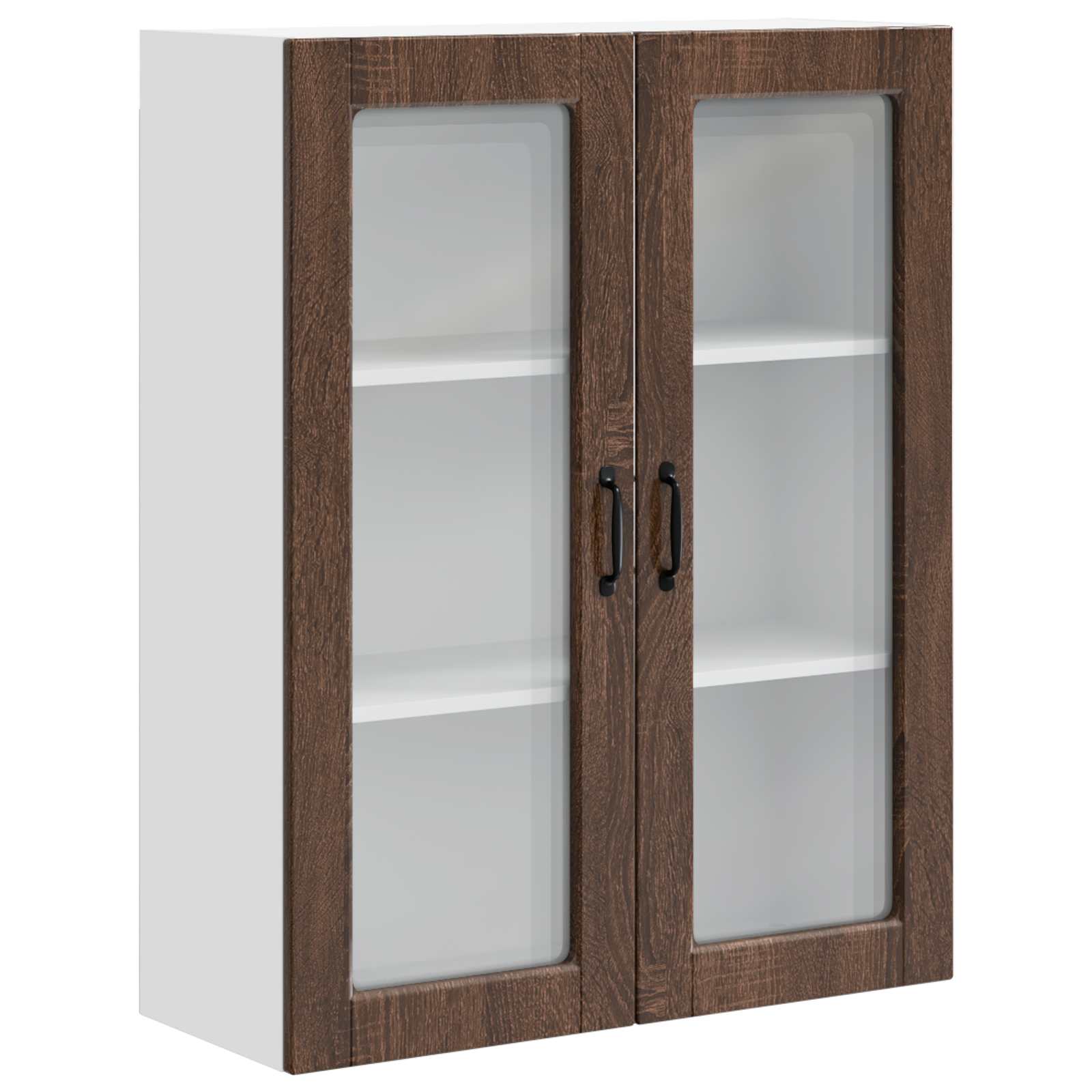 Wandglas-Schrank PORTO Braun Eichen-Optik 80 x 31 x 100 cm