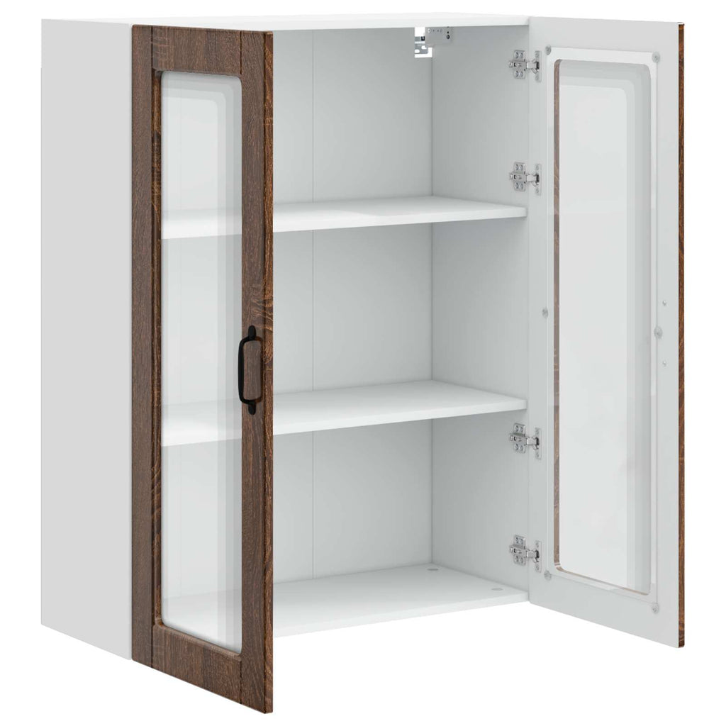 Wandglas-Schrank PORTO Braun Eichen-Optik 80 x 31 x 100 cm