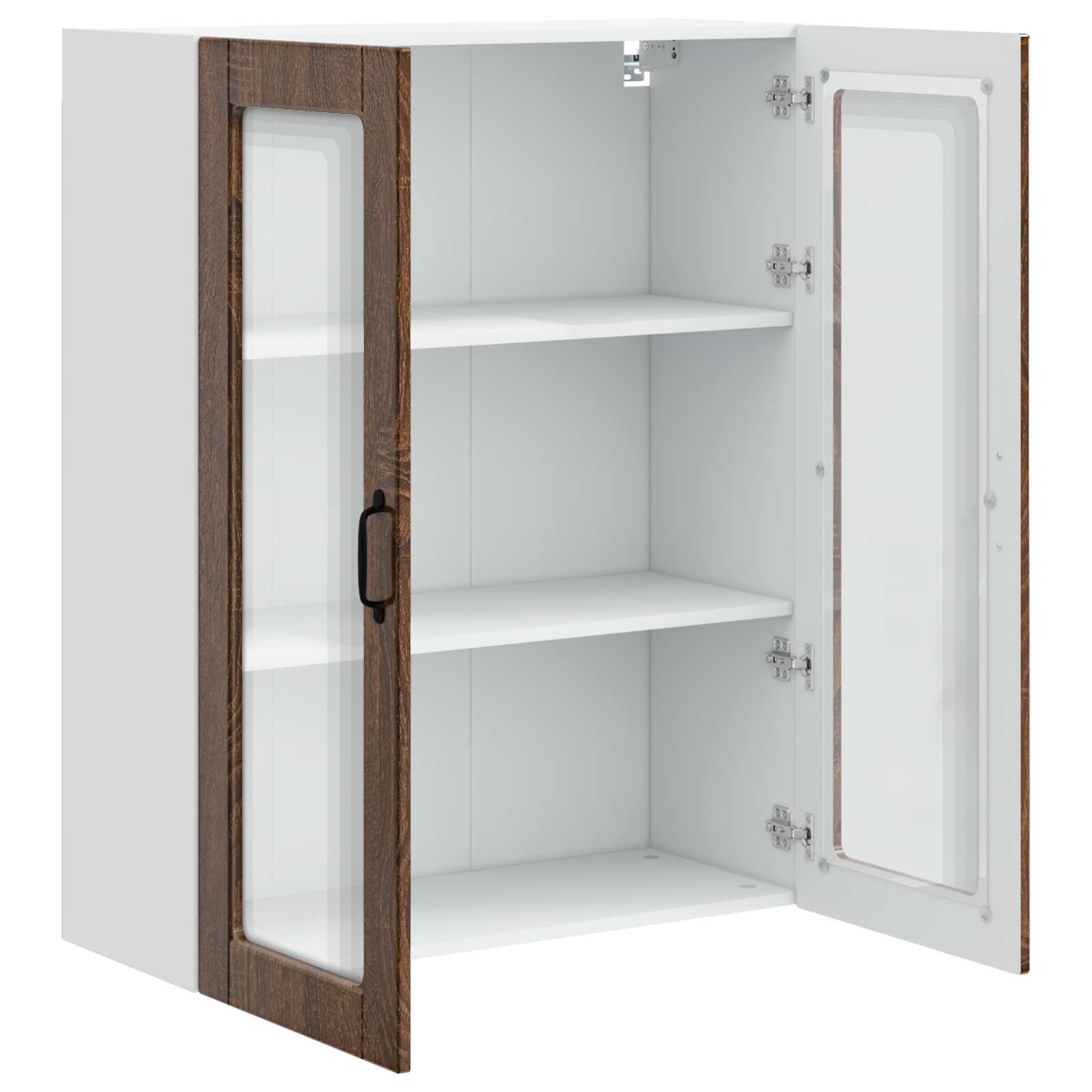 Wandglas-Schrank PORTO Braun Eichen-Optik 80 x 31 x 100 cm