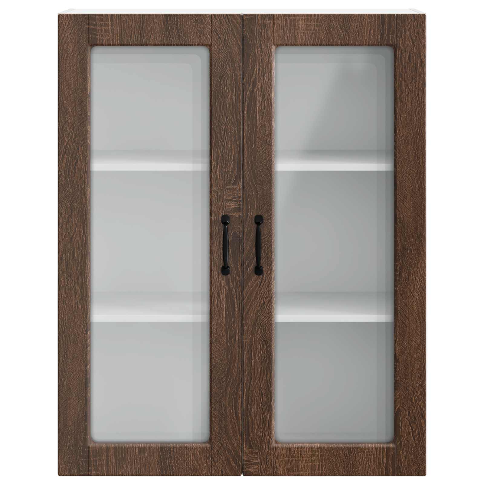 Wandglas-Schrank PORTO Braun Eichen-Optik 80 x 31 x 100 cm