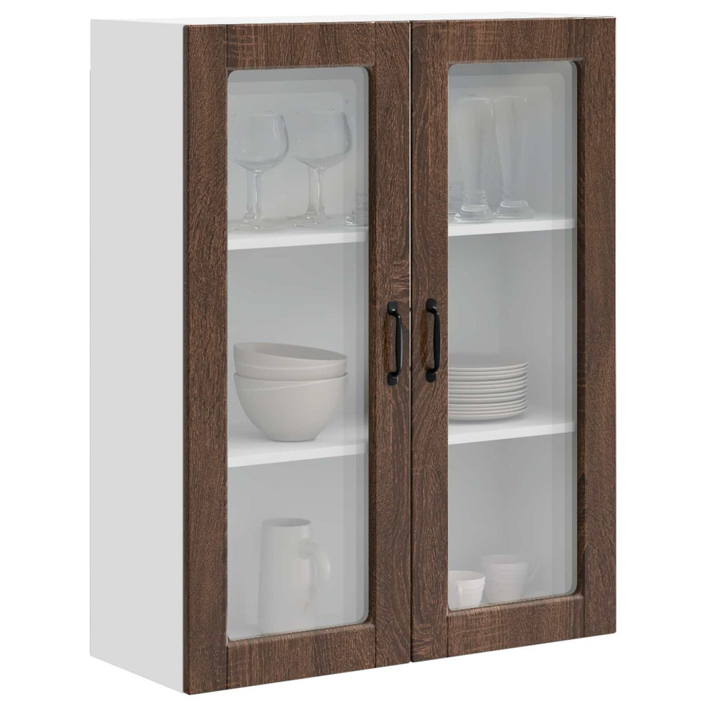 Wandglas-Schrank PORTO Braun Eichen-Optik 80 x 31 x 100 cm