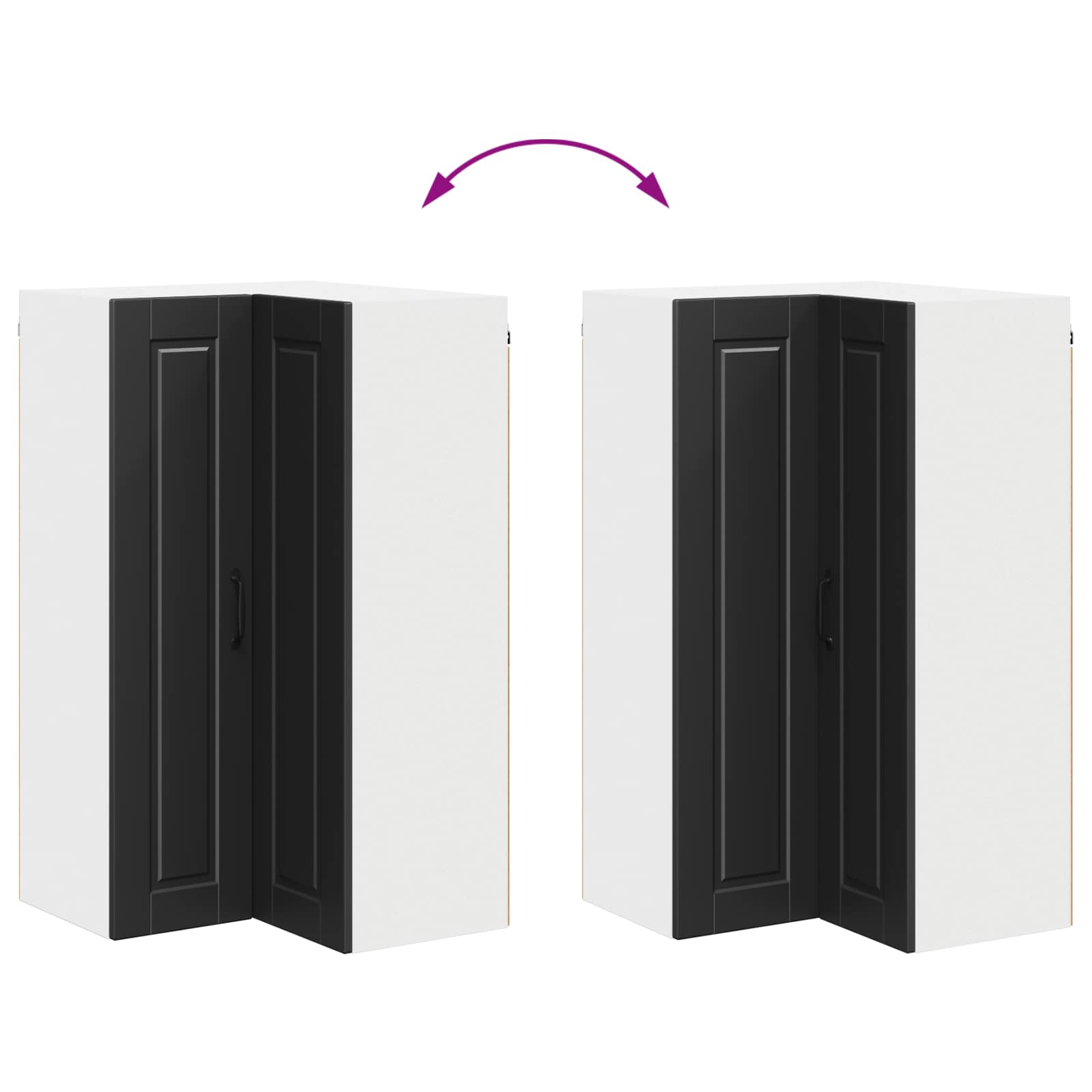 Wand-Eckschrank PORTO Schwarz 57 x 57 x 100 cm Holzwerkstoff