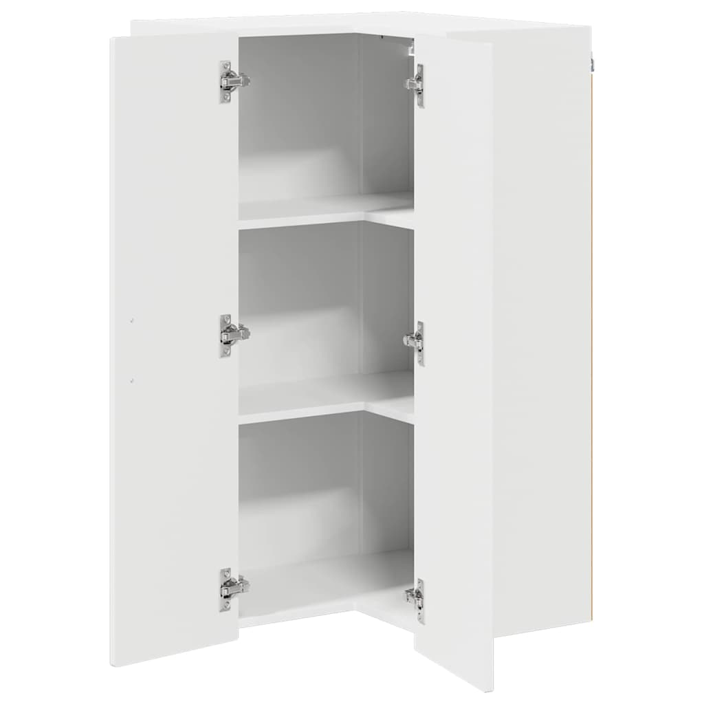 Wand-Eckschrank PORTO Hochglanz Weiß 57 x 57 x 100 cm