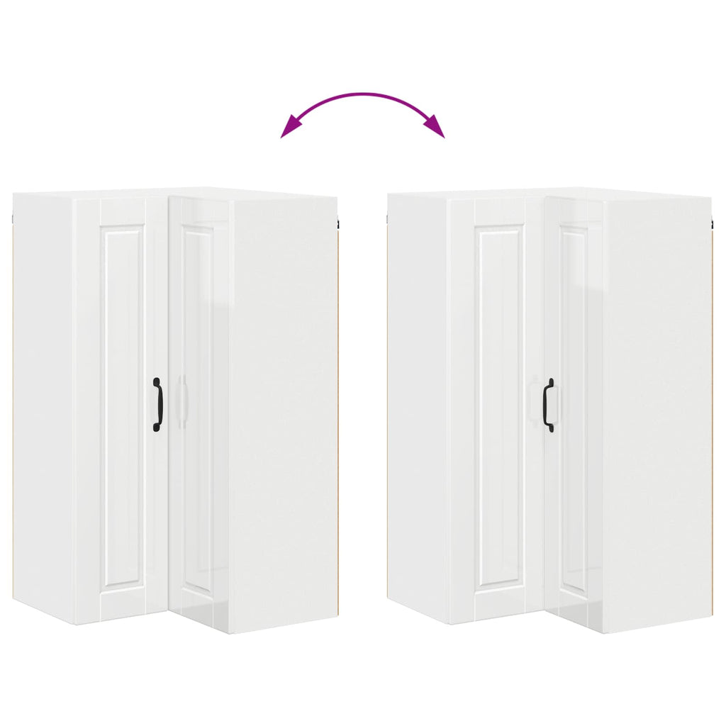 Wand-Eckschrank PORTO Hochglanz Weiß 57 x 57 x 100 cm