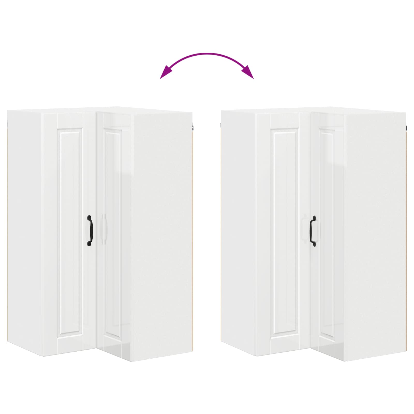 Wand-Eckschrank PORTO Hochglanz Weiß 57 x 57 x 100 cm